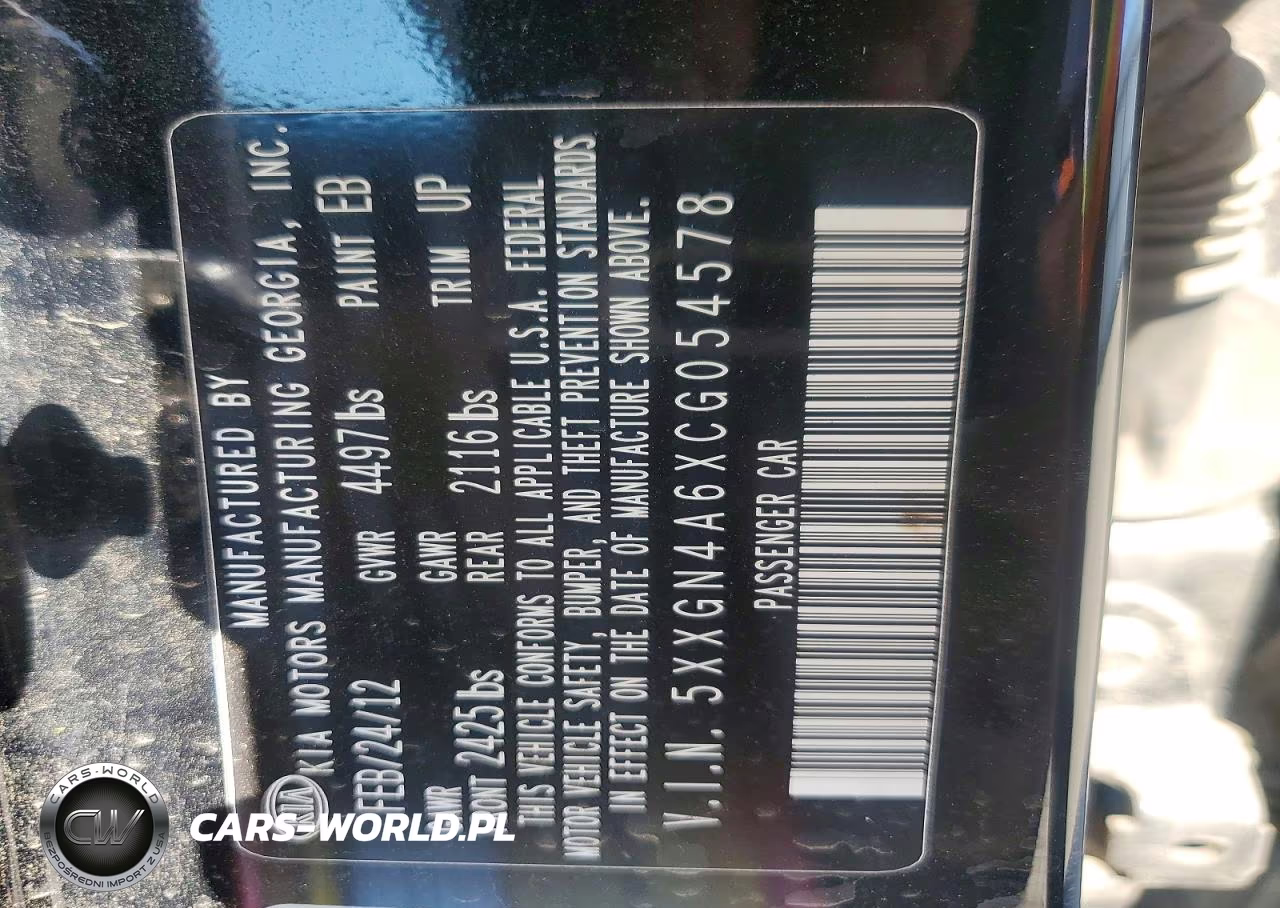 2012 Kia Optima Ex VIN:5XXGN4A6XCG054578 - 12