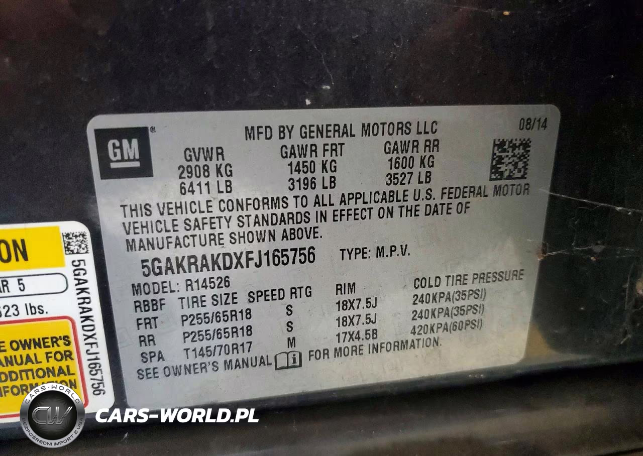 2015 Buick Enclave VIN:5GAKRAKDXFJ165756 - 13