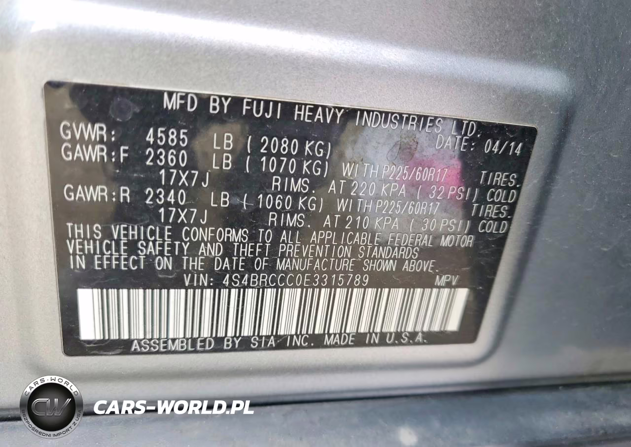 2014 Subaru Outback 2.5I Premium VIN:4S4BRCCC0E3315789 - 13
