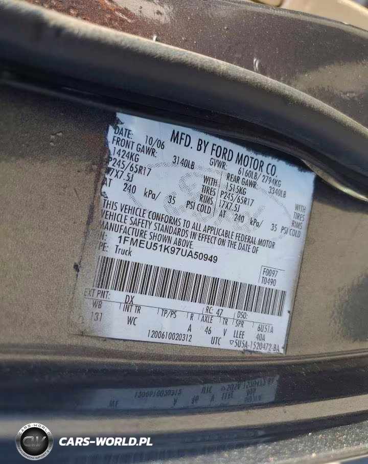 2007 Ford Explorer Sport Trac VIN:1FMEU51K97UA50949 - 12