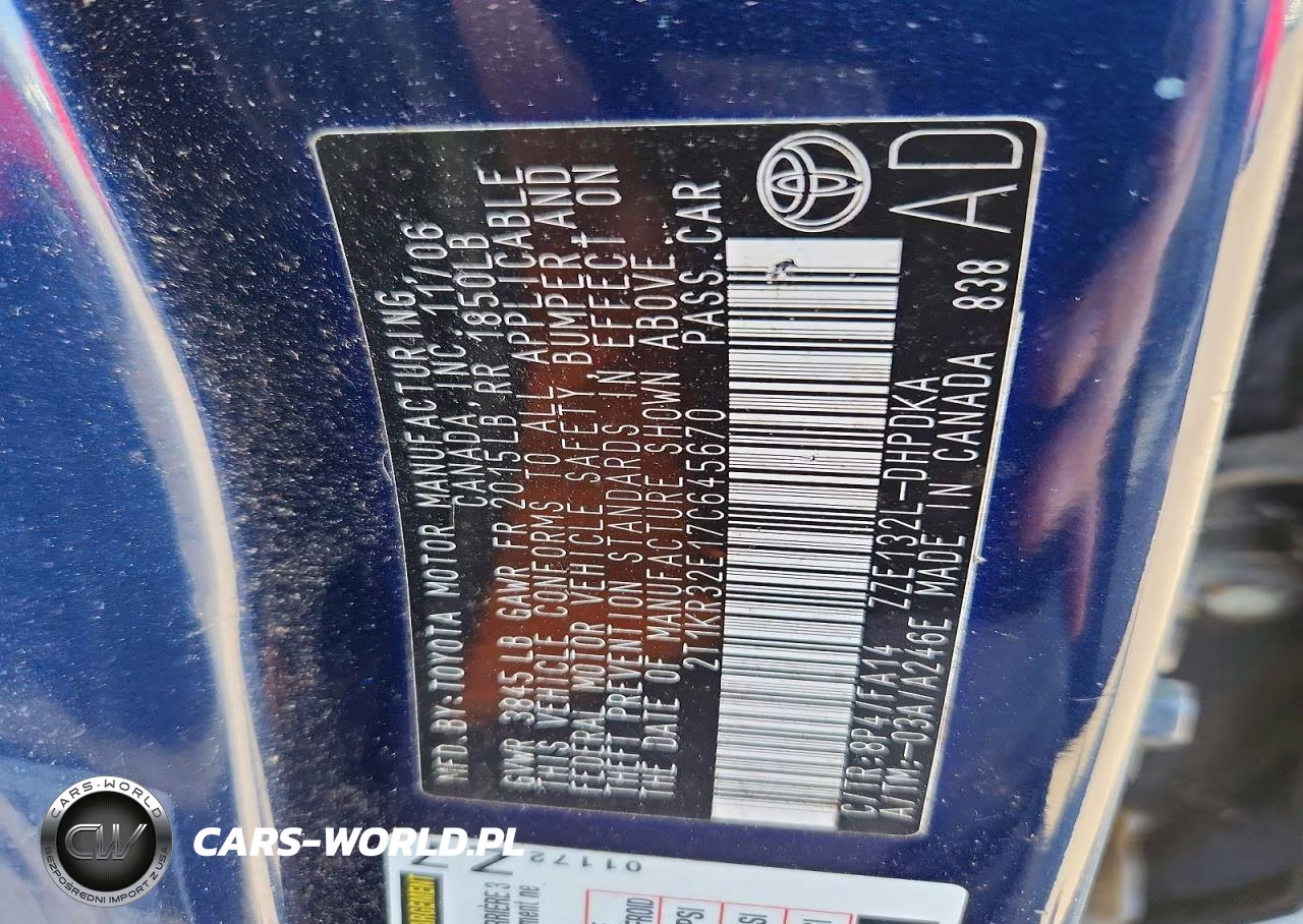 2007 Toyota Corolla Matrix Xr VIN:2T1KR32E17C645670 - 12