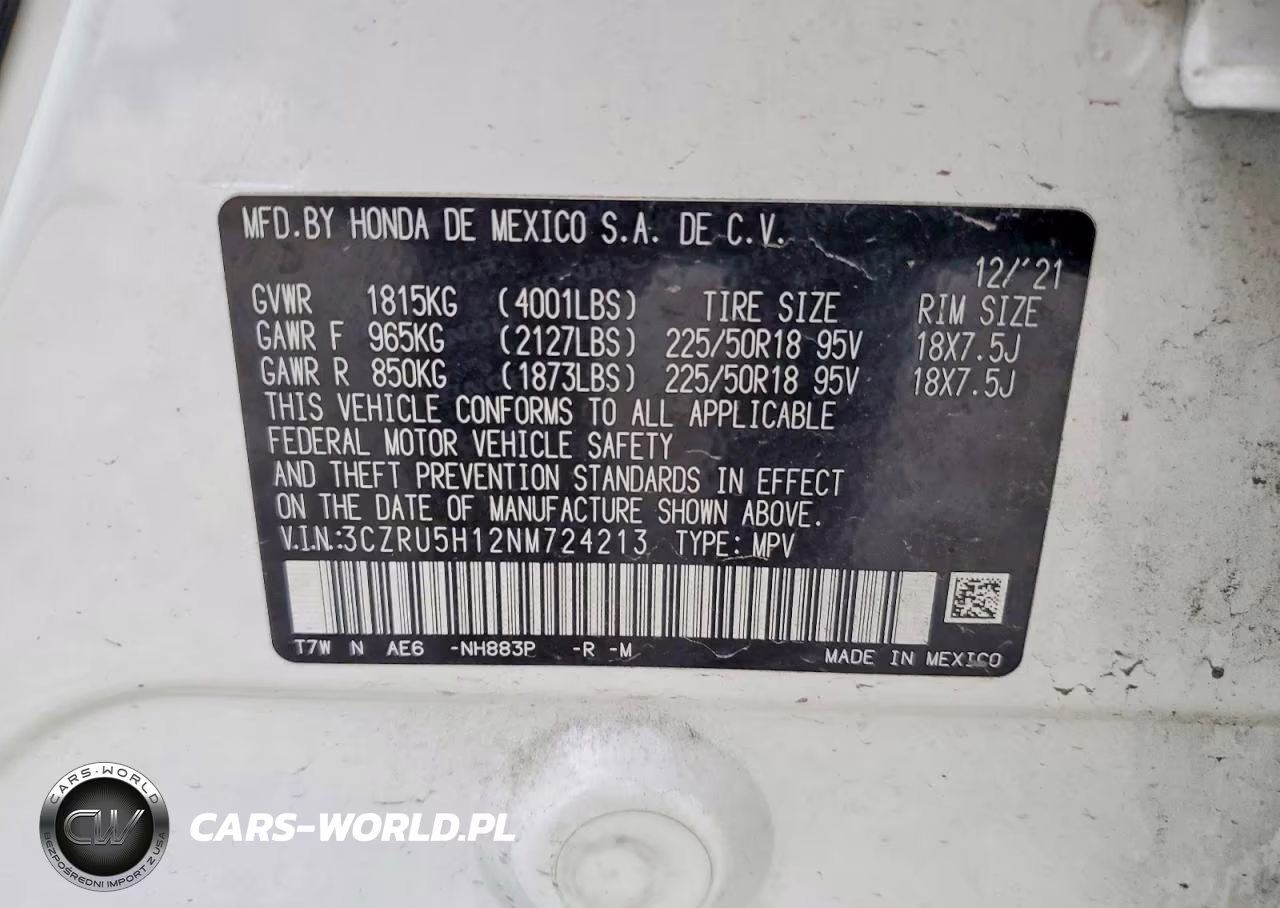 2022 Honda Hr-V Sport VIN:3CZRU5H12NM724213 - 13