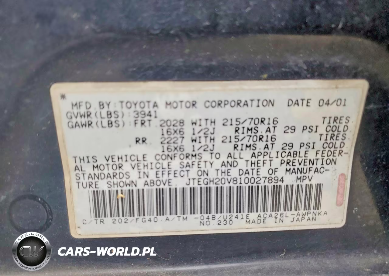 2001 Toyota Rav4 Base VIN:JTEGH20V810027894 - 13