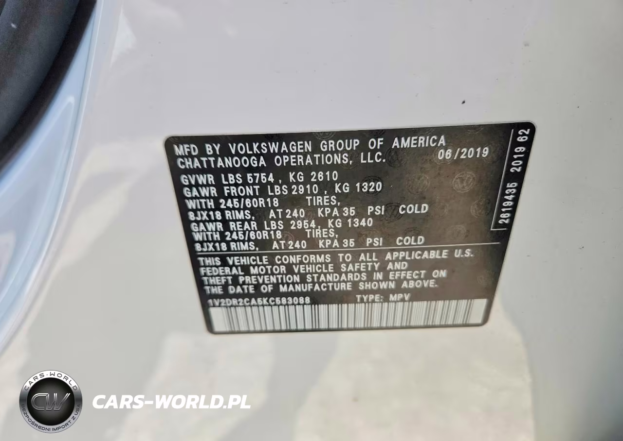 2019 Volkswagen Atlas Se VIN:1V2DR2CA5KC583088 - 13