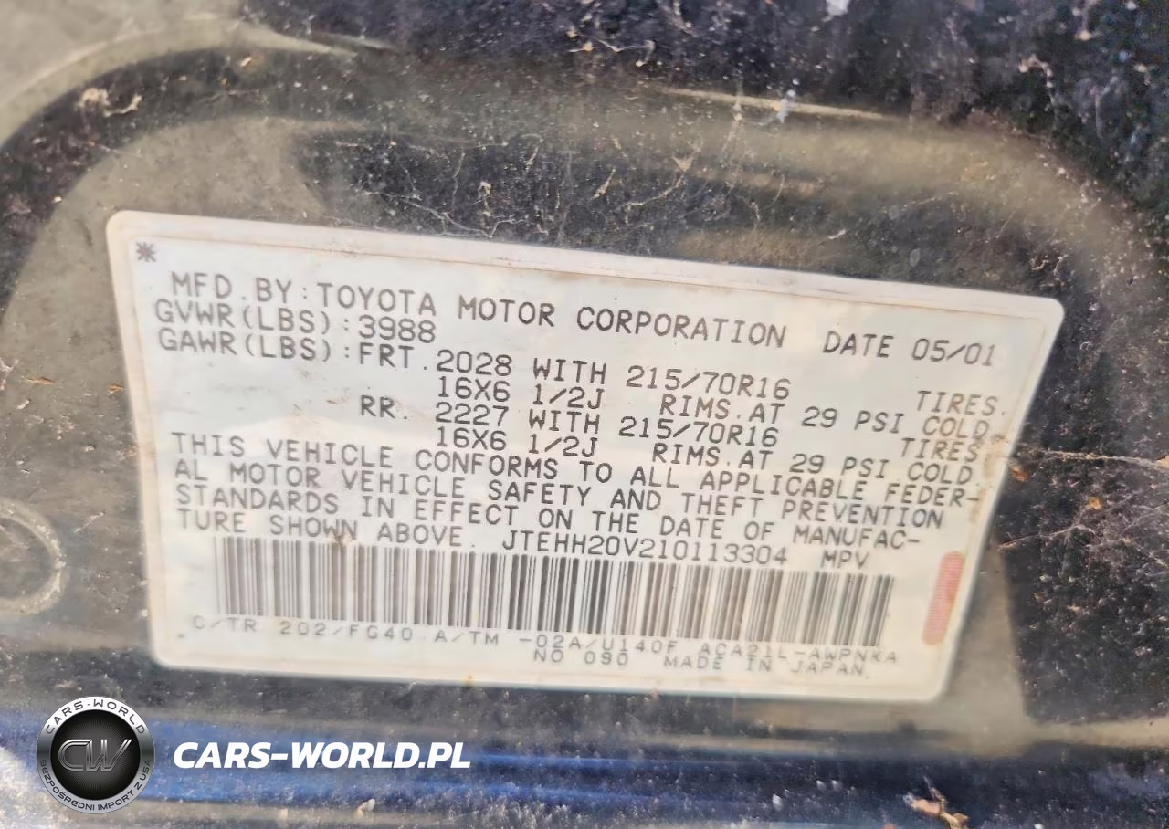2001 Toyota Rav4 Base VIN:JTEHH20V210113304 - 13
