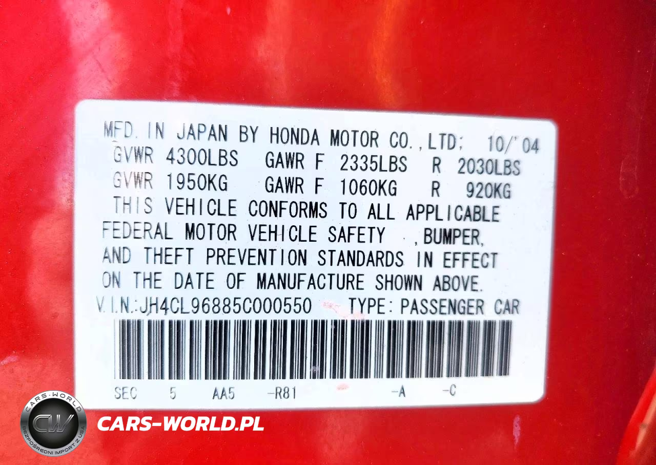2005 Acura Tsx VIN:JH4CL96885C000550 - 12
