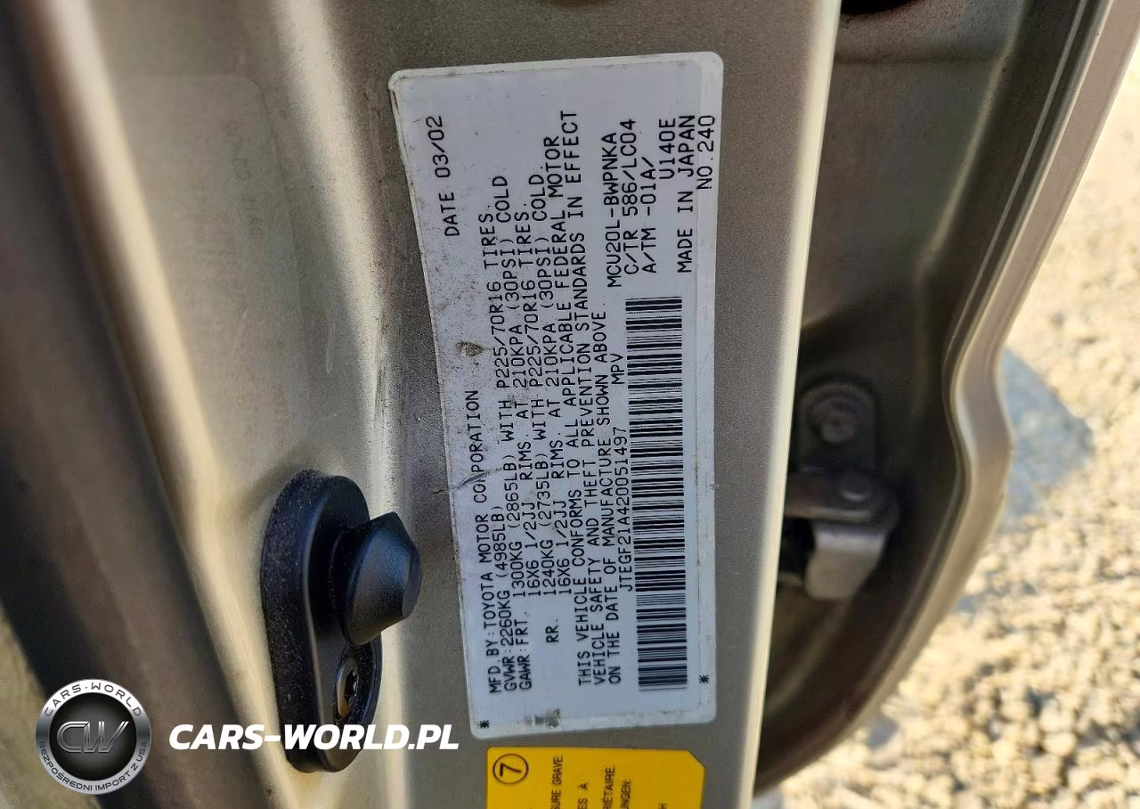 2002 Toyota Highlander Limited VIN:JTEGF21A420051497 - 13