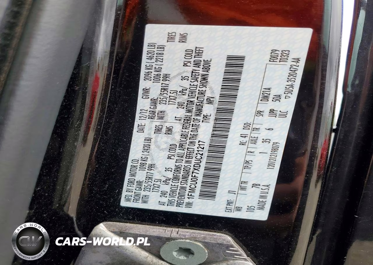 2013 Ford Escape S VIN:1FMCU0F7XDUC21217 - 12