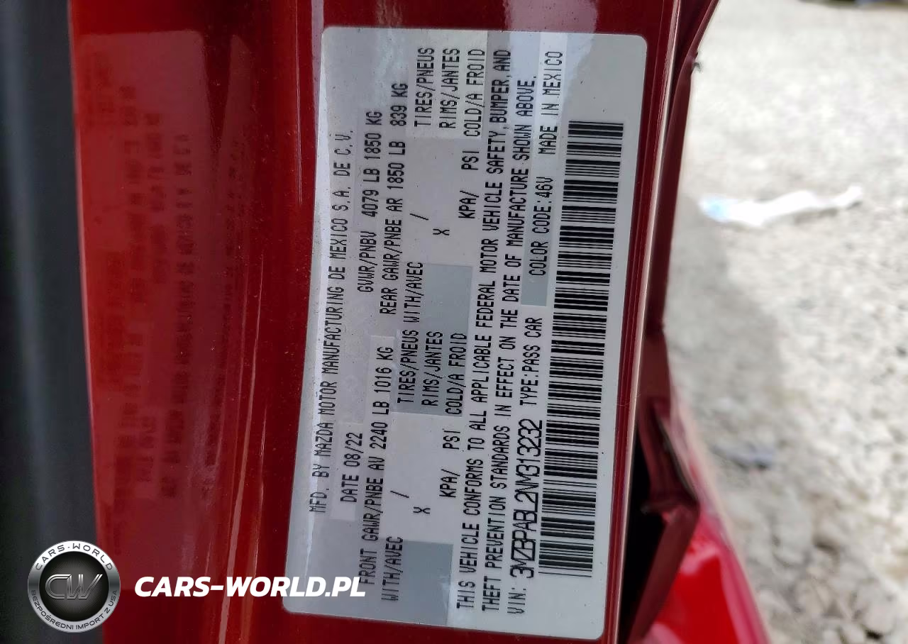 2022 Mazda 3 Select VIN:3MZBPABL2NM313232 - 13