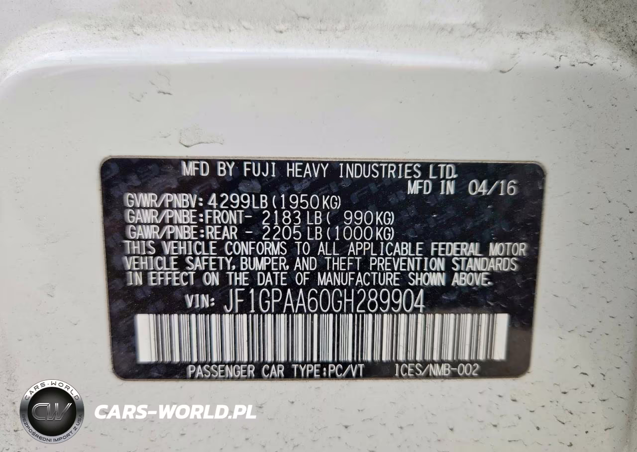 2016 Subaru Impreza VIN:JF1GPAA60GH289904 - 12