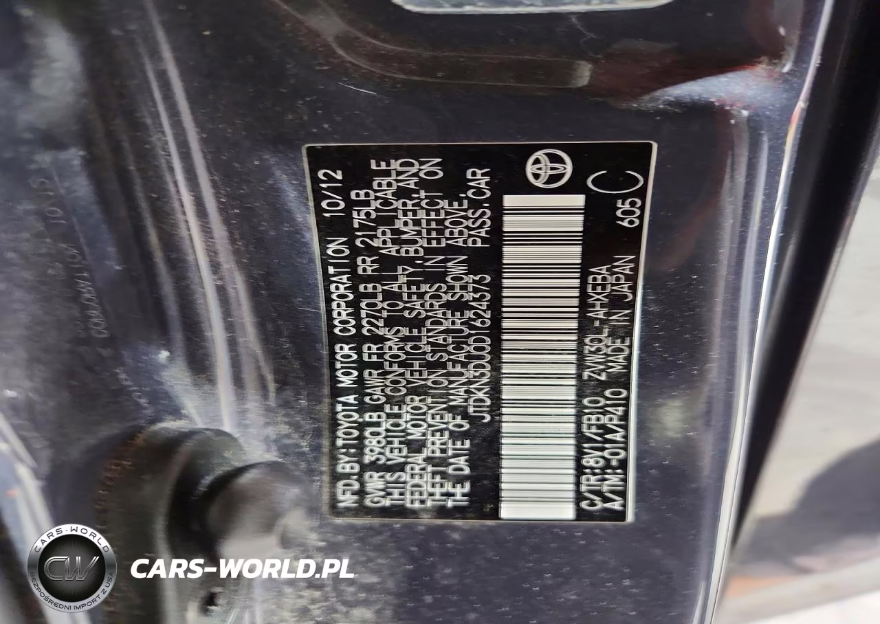 2013 Toyota Prius Two VIN:JTDKN3DU0D1624373 - 13