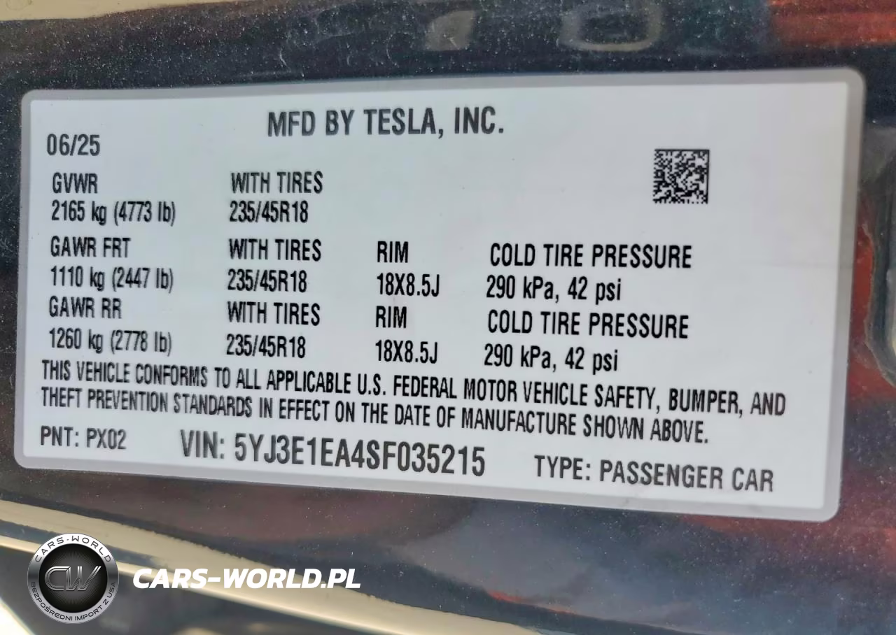 2025 Tesla Model 3 VIN:5YJ3E1EA4SF035215 - 13