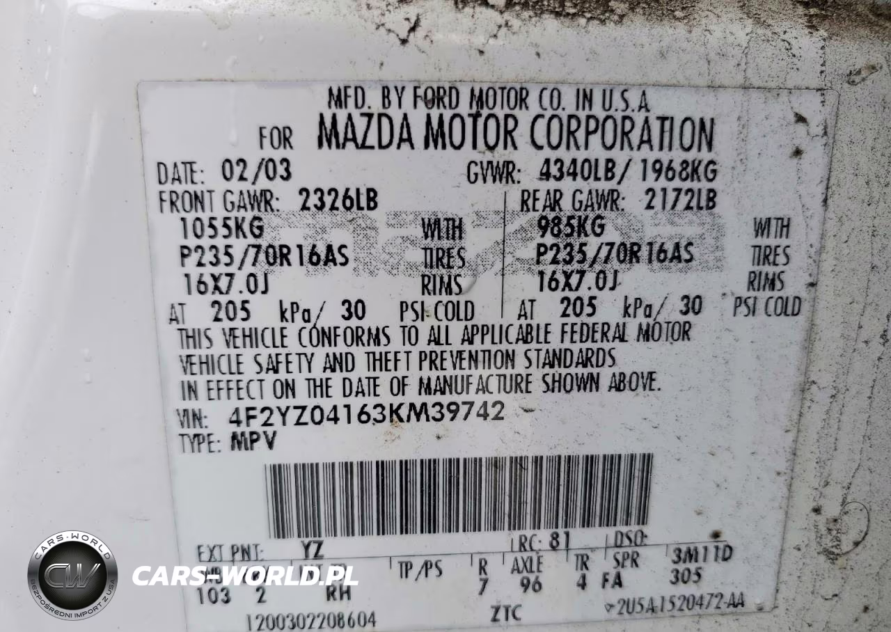 2003 Mazda Tribute Lx VIN:4F2YZ04163KM39742 - 13