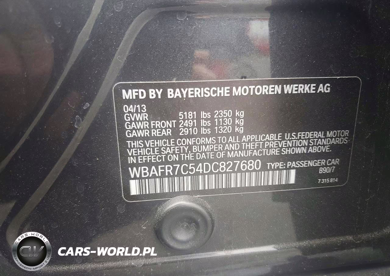 2013 BMW 535 I VIN:WBAFR7C54DC827680 - 12