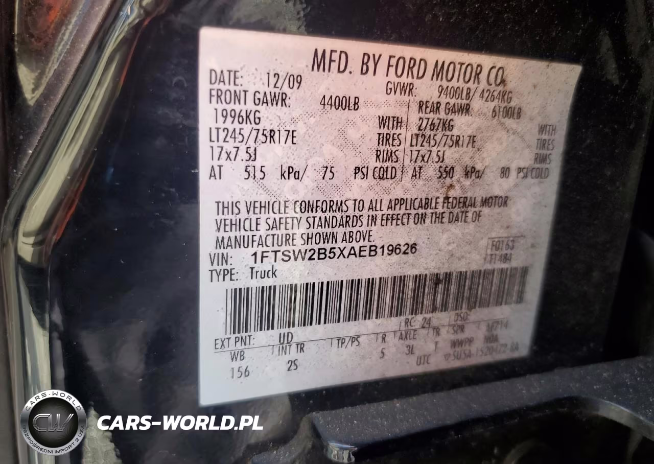 2010 Ford F250 Super Duty VIN:1FTSW2B5XAEB19626 - 12