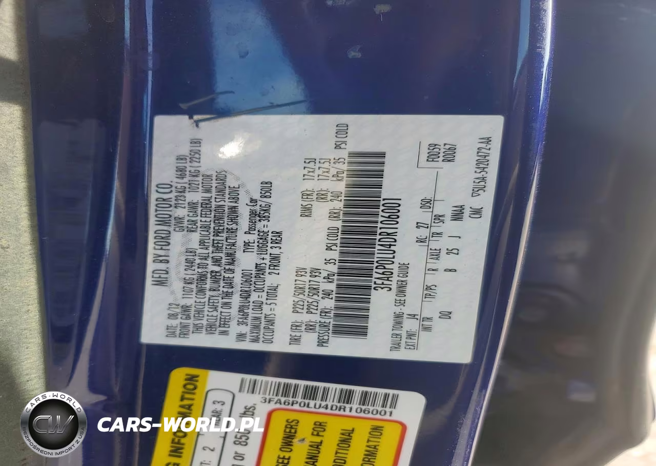 2013 Ford Fusion Se Hybrid VIN:3FA6P0LU4DR106001 - 12