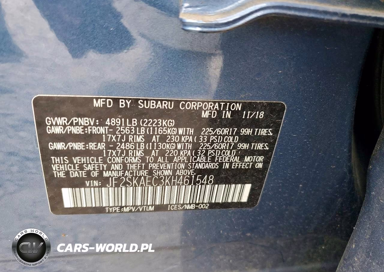 2019 Subaru Forester Premium VIN:JF2SKAEC3KH461548 - 14