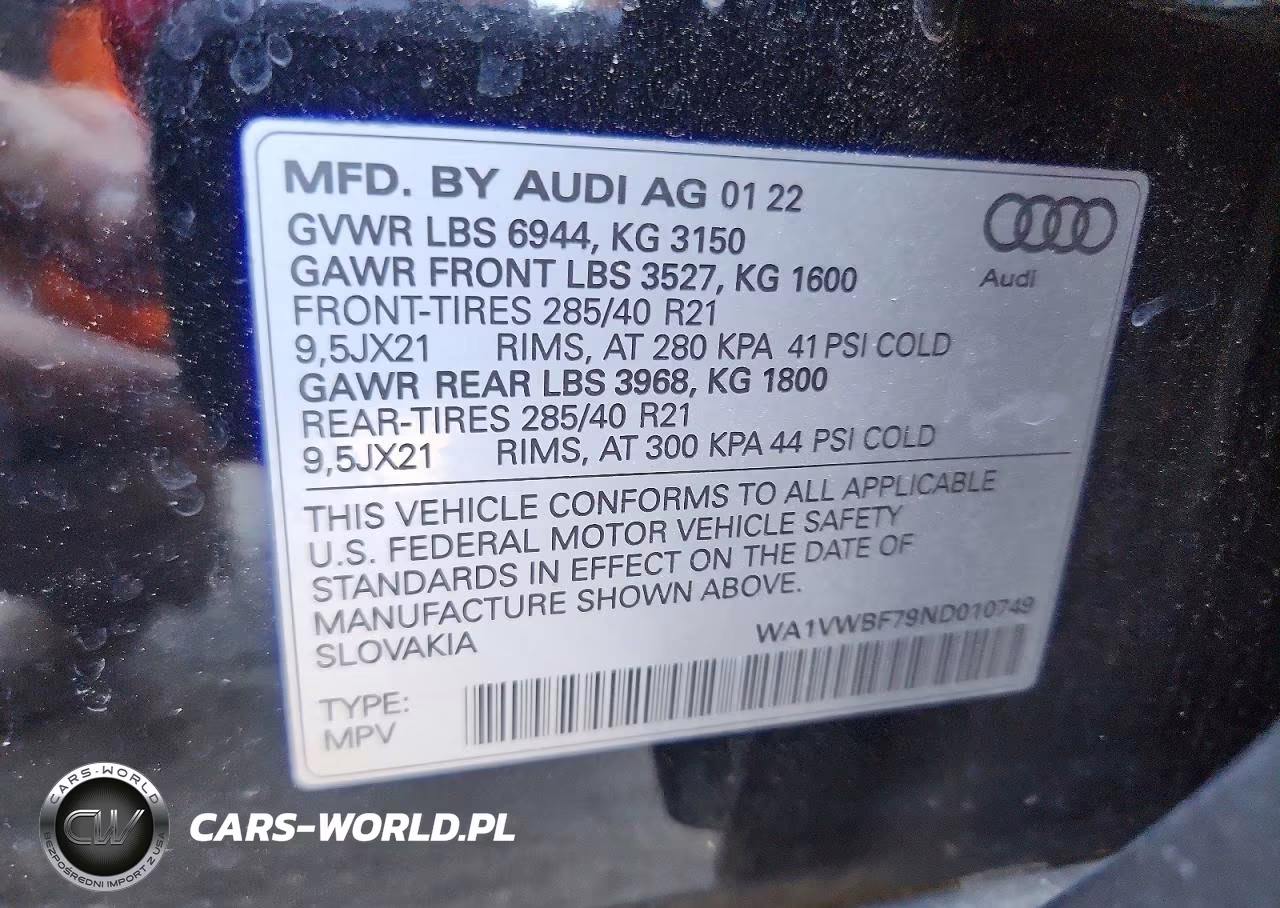 2022 Audi Sq7 Prestige VIN:WA1VWBF79ND010749 - 13
