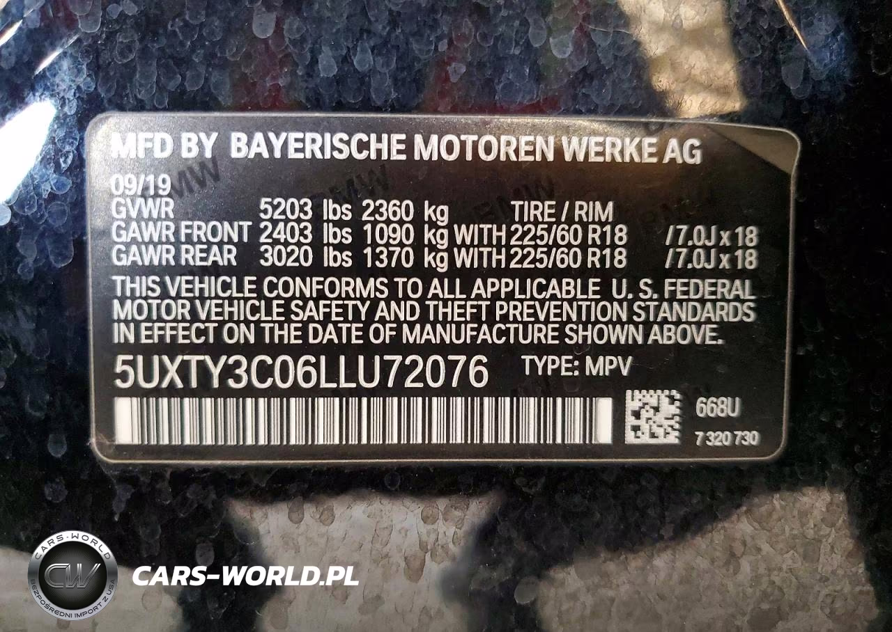 2020 BMW X3 Sdrive30I VIN:5UXTY3C06LLU72076 - 12