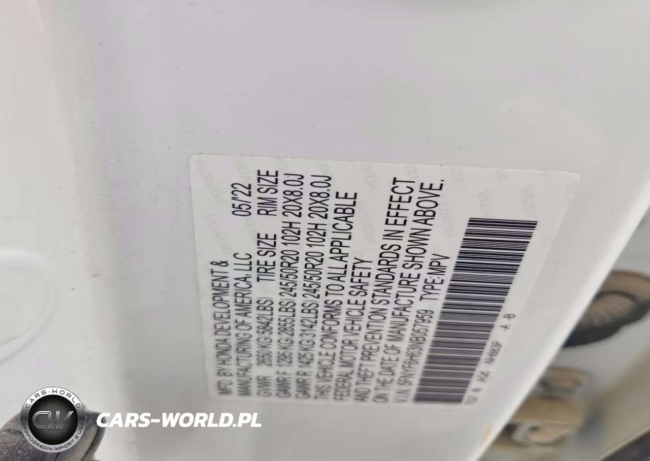 2022 Honda Pilot Touring VIN:5FNYF6H63NB057959 - 12