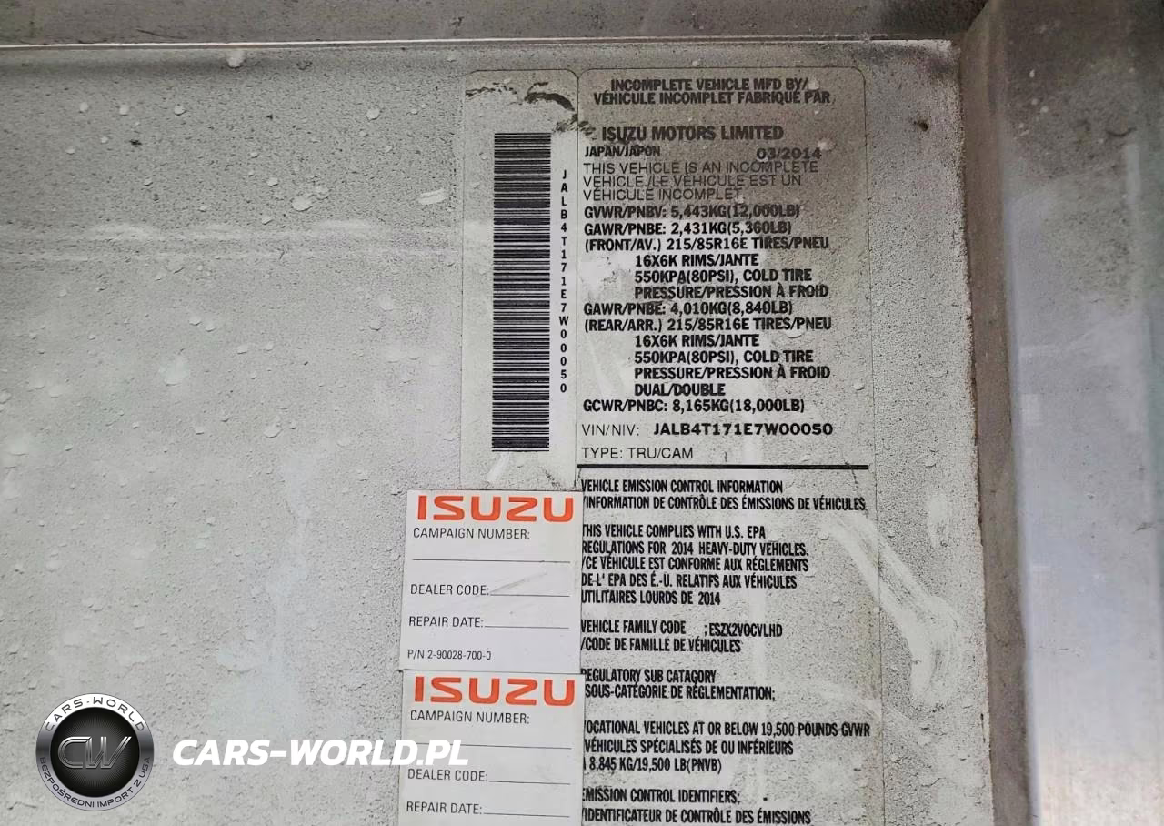 2014 Isuzu Npr Delivery Van VIN:JALB4T171E7W00050 - 13