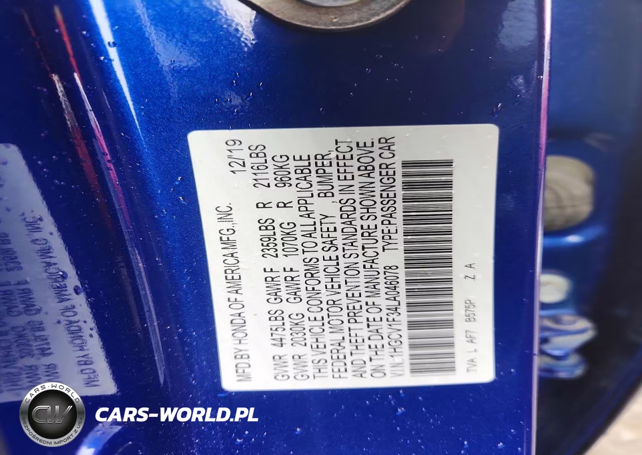 2020 Honda Accord Sport VIN:1HGCV1F34LA046078 - 13