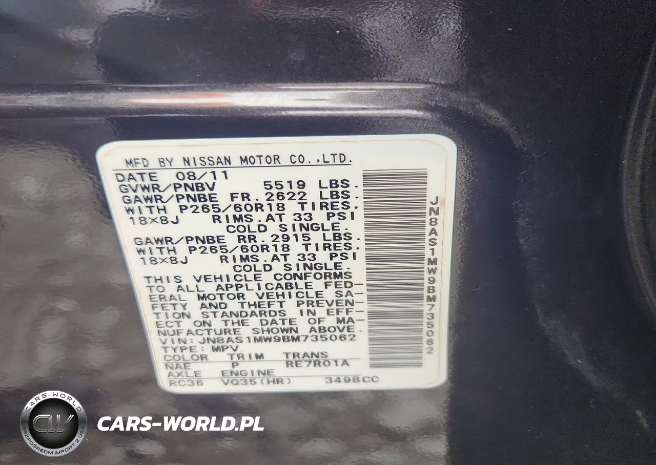 2011 Infiniti Fx35 Base VIN:JN8AS1MW9BM735062 - 12