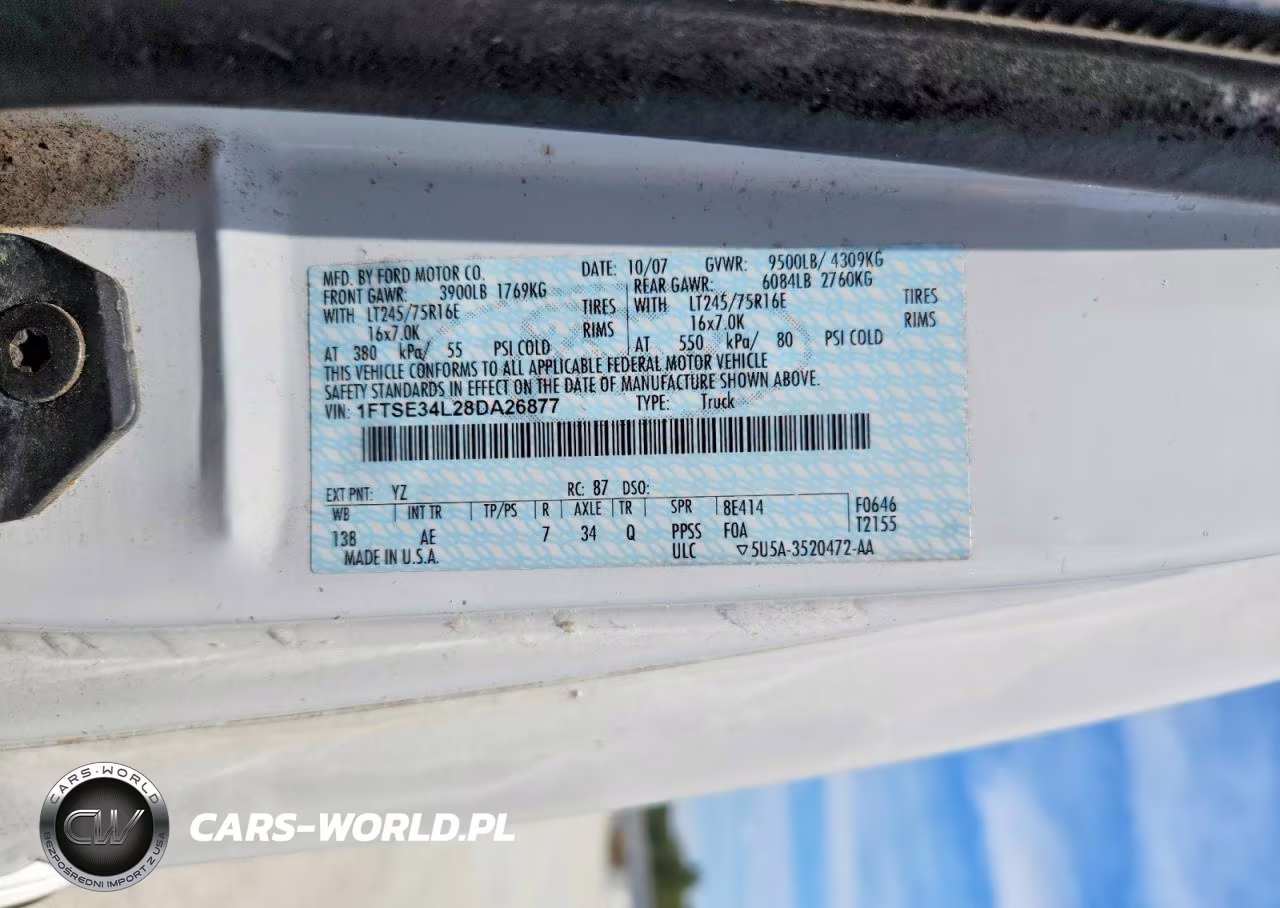 2008 Ford Econoline E350 Super Duty Van VIN:1FTSE34L28DA26877 - 12