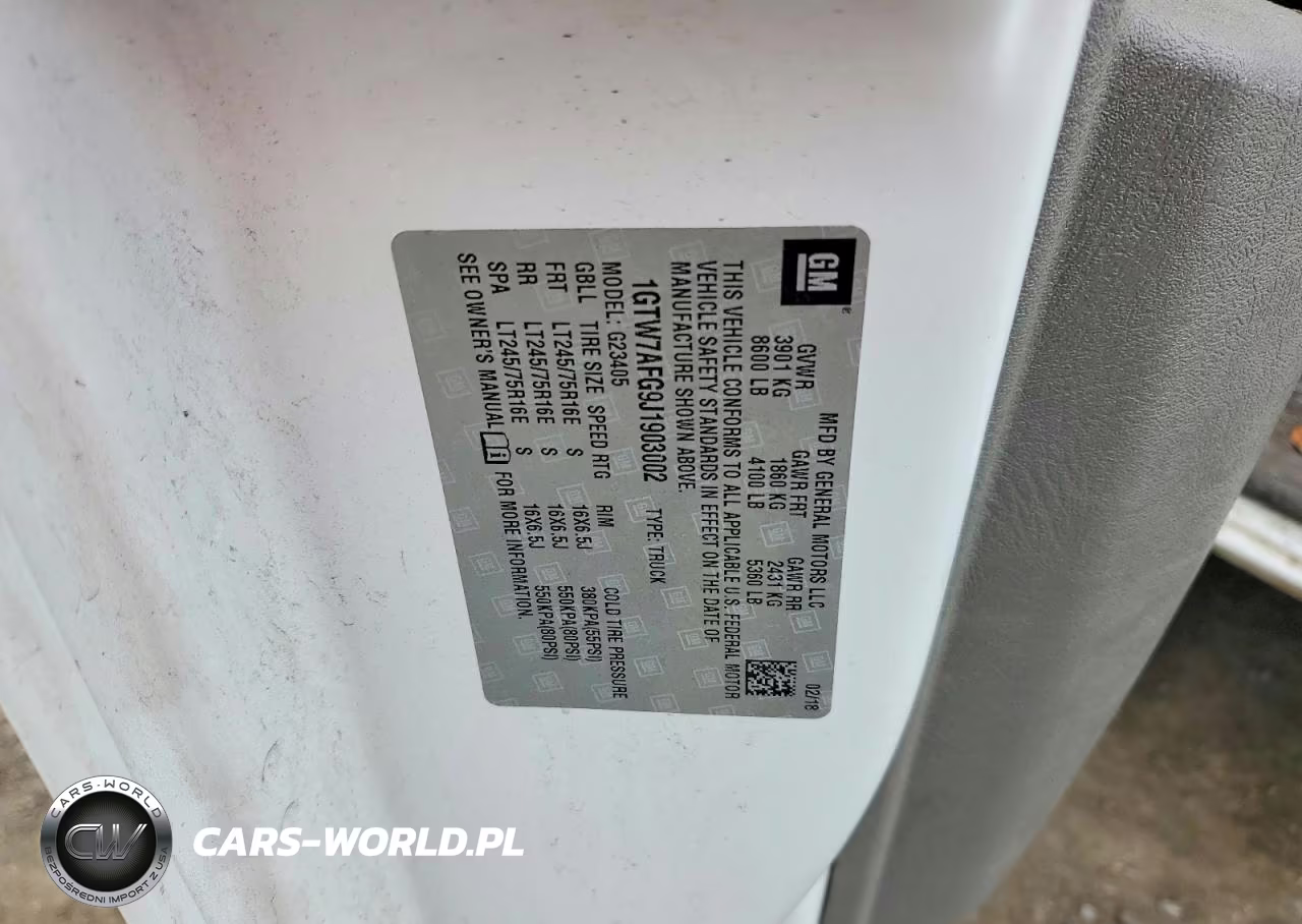 2018 GMC Savana G2500 VIN:1GTW7AFG9J1903002 - 12