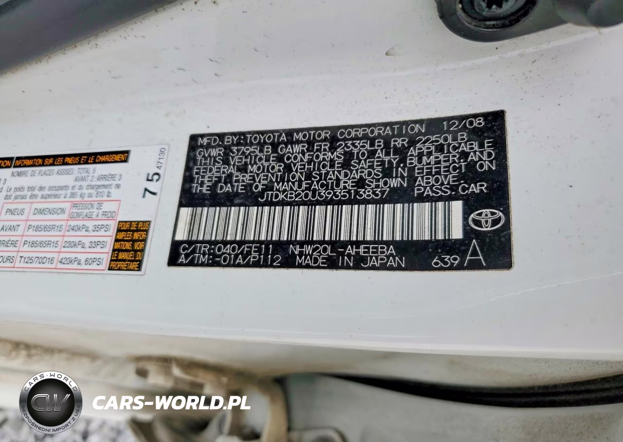 2009 Toyota Prius Base VIN:JTDKB20U393513837 - 12
