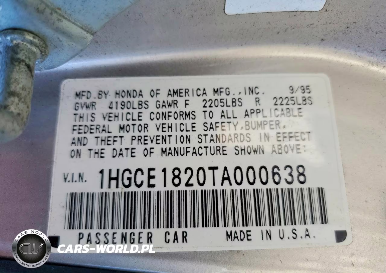 1996 Honda Accord Lx VIN:1HGCE1820TA000638 - 13