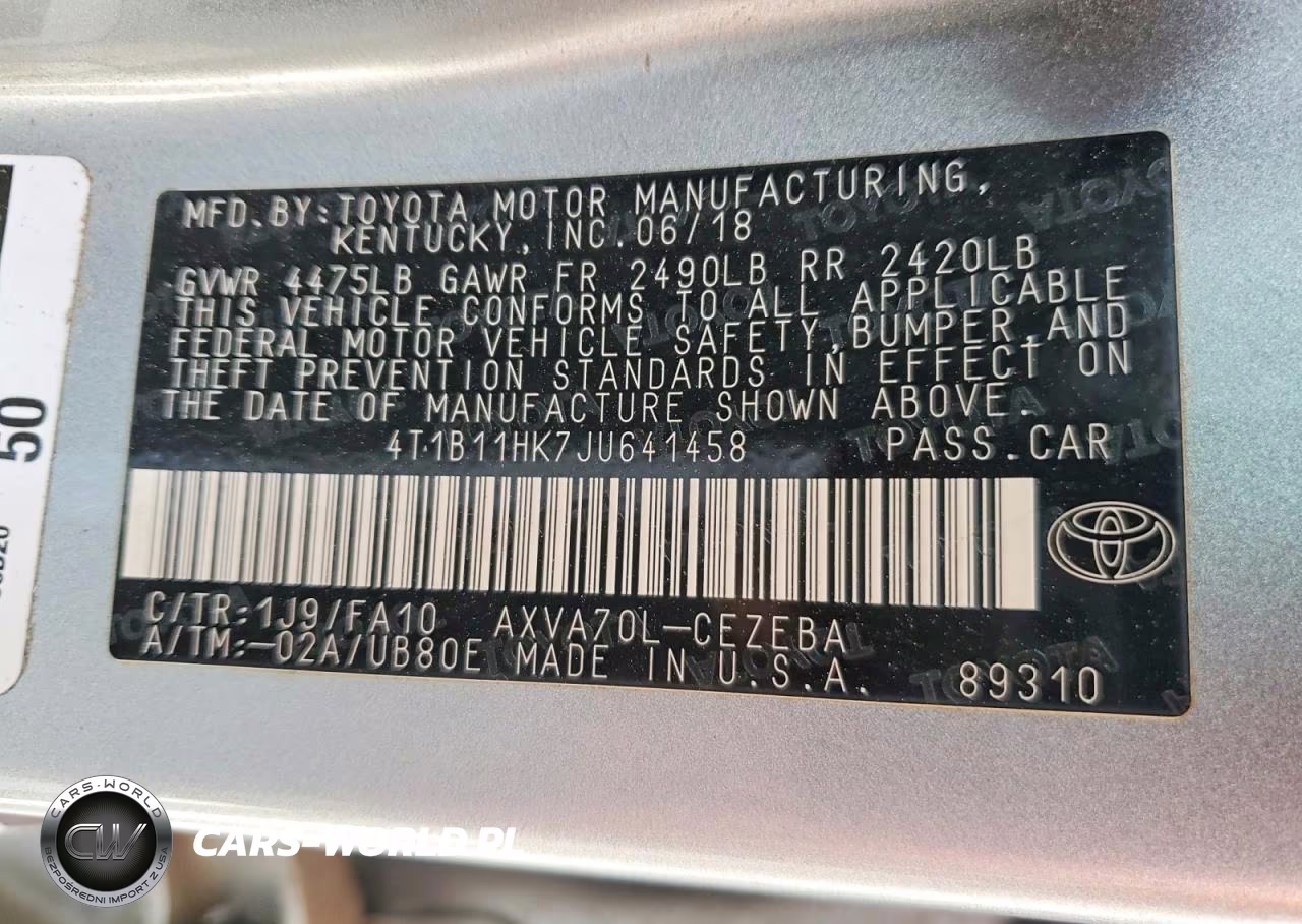 2018 Toyota Camry L VIN:4T1B11HK7JU641458 - 13