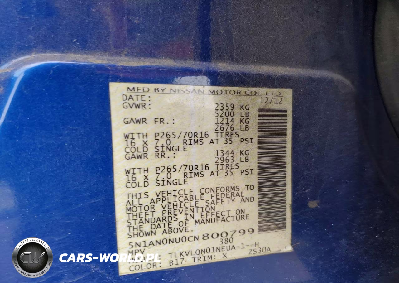 2012 Nissan Xterra X VIN:5N1AN0NU0CN800799 - 13
