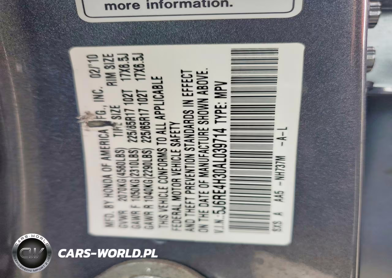 2010 Honda Cr-V Lx VIN:5J6RE4H30AL039714 - 13