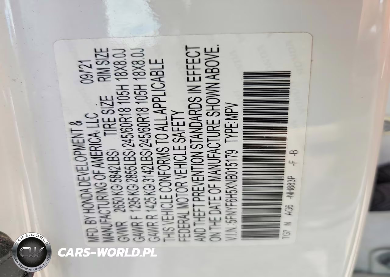 2022 Honda Pilot Exl VIN:5FNYF6H5XNB015179 - 13
