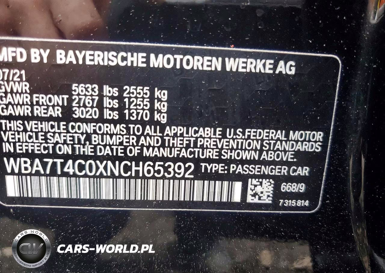 2022 BMW 740 Xi VIN:WBA7T4C0XNCH65392 - 12