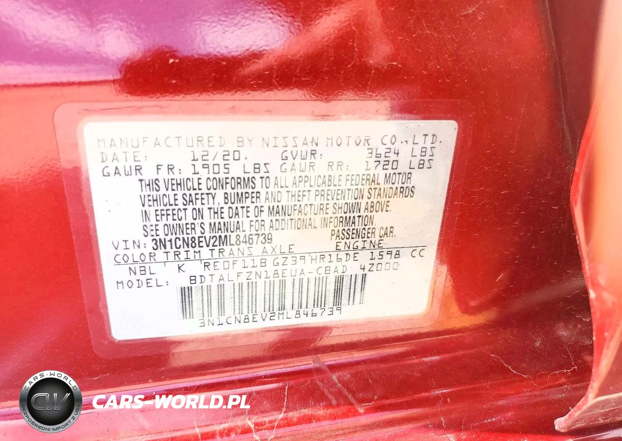 2021 Nissan Versa Sv VIN:3N1CN8EV2ML846739 - 12