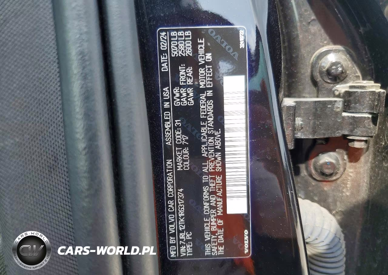 2024 Volvo S60 Core VIN:7JRL12TK1RG317374 - 12
