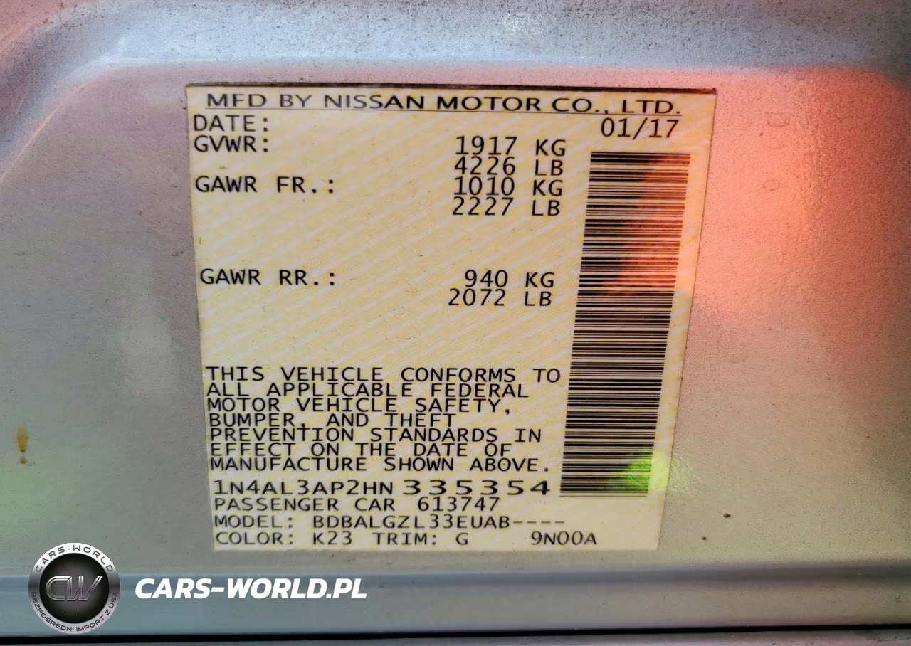 2017 Nissan Altima 2.5 S VIN:1N4AL3AP2HN335354 - 12