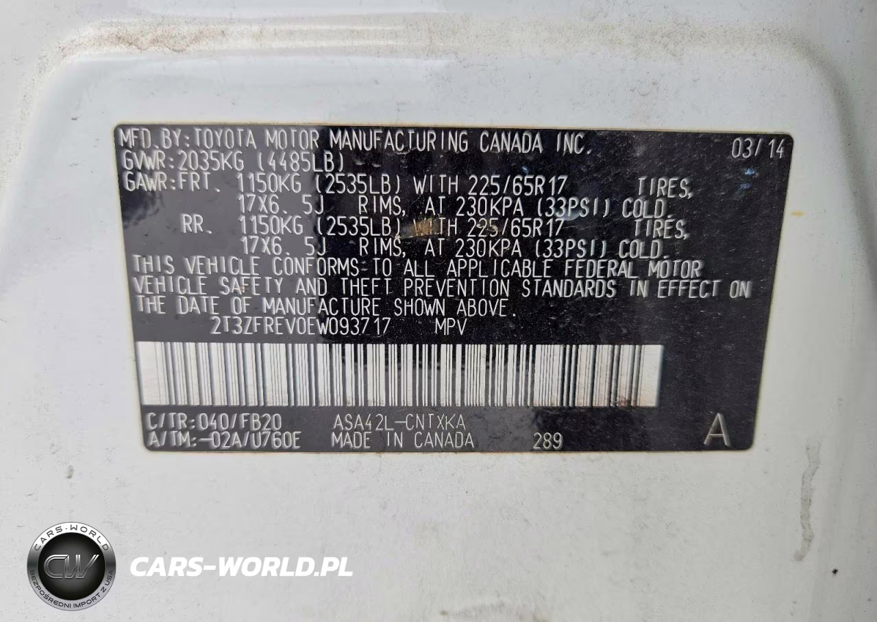 2014 Toyota Rav4 Le VIN:2T3ZFREV0EW093717 - 14