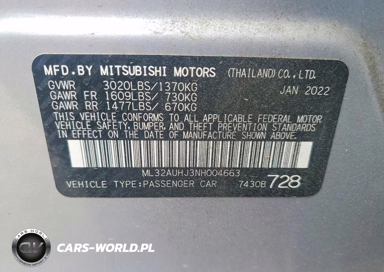 2022 Mitsubishi Mirage Es VIN:ML32AUHJ3NH004663 - 12