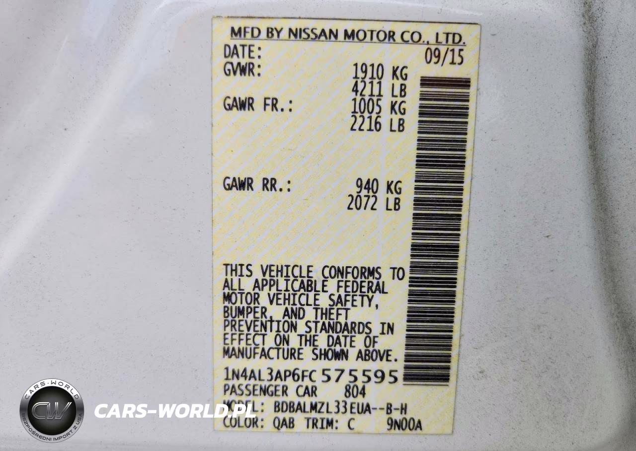 2015 Nissan Altima 2.5 Sv VIN:1N4AL3AP6FC575595 - 12