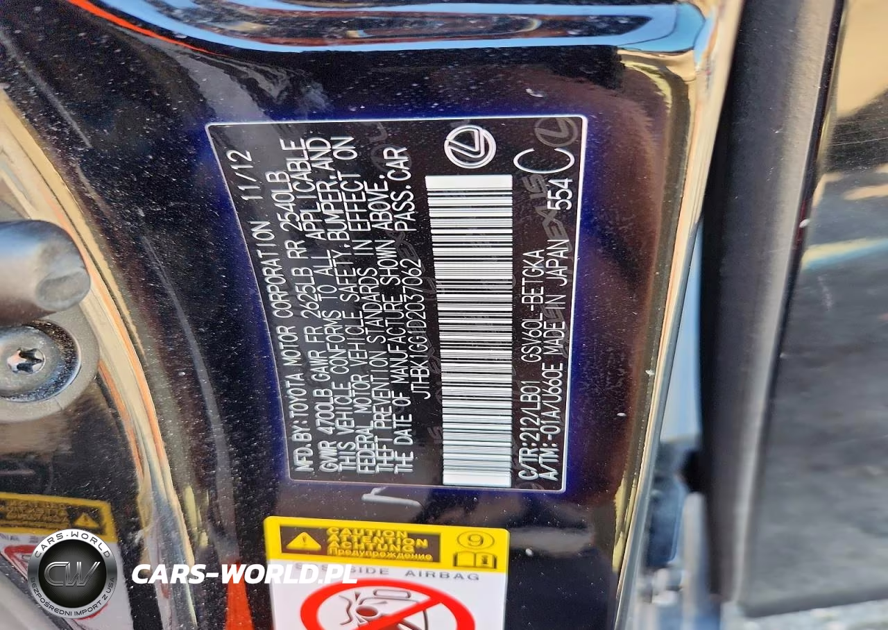 2013 Lexus Es 350 VIN:JTHBK1GG1D2037062 - 12