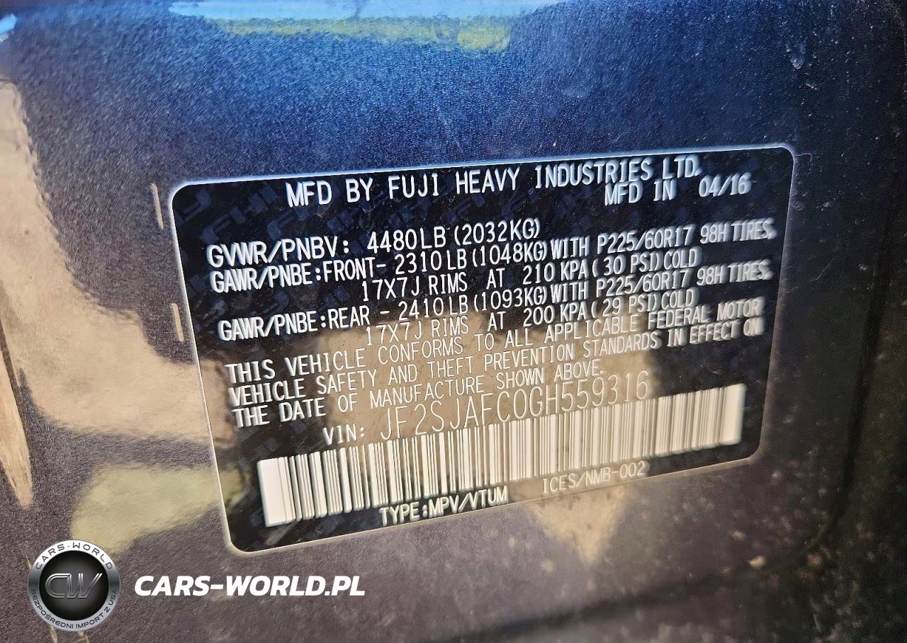 2016 Subaru Forester 2.5I Premium VIN:JF2SJAFC0GH559316 - 12