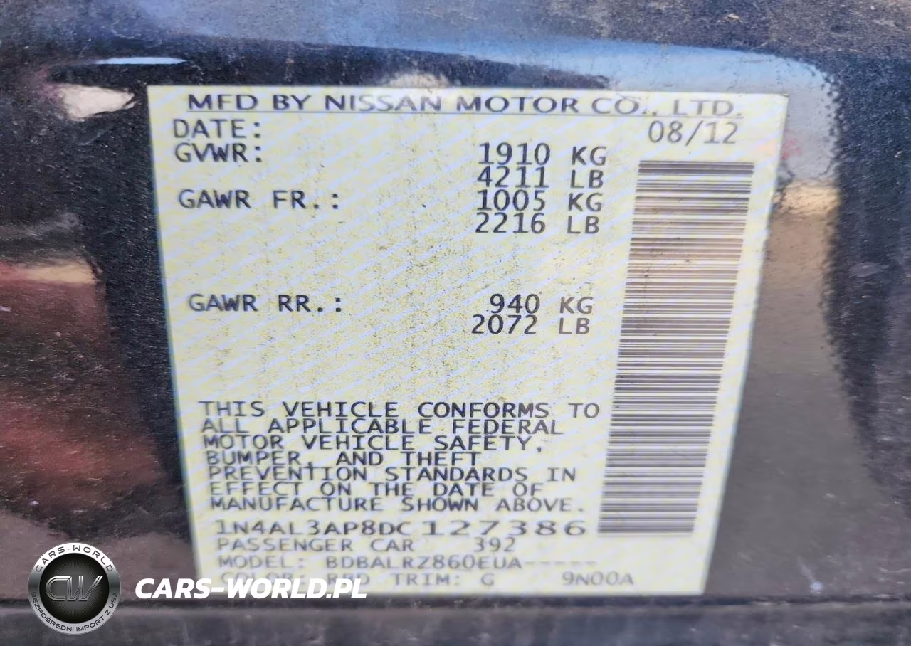 2013 Nissan Altima 2.5 VIN:1N4AL3AP8DC127386 - 12