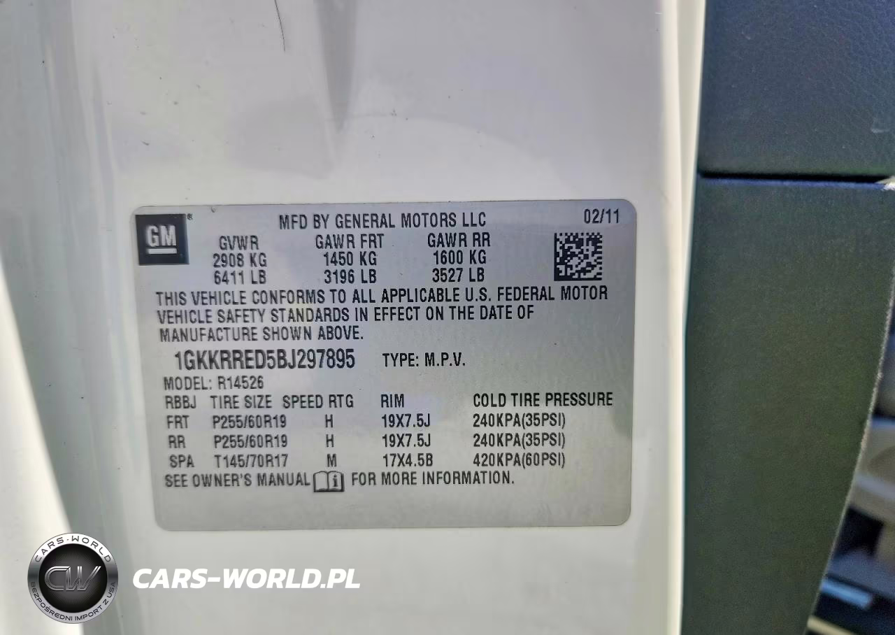 2011 GMC Acadia Slt-1 VIN:1GKKRRED5BJ297895 - 13