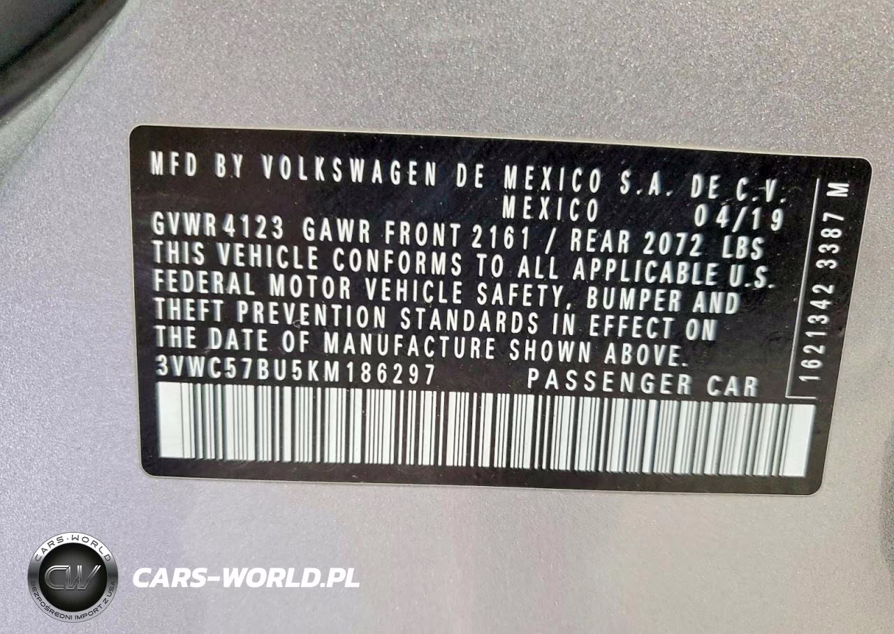 2019 Volkswagen Jetta S VIN:3VWC57BU5KM186297 - 12
