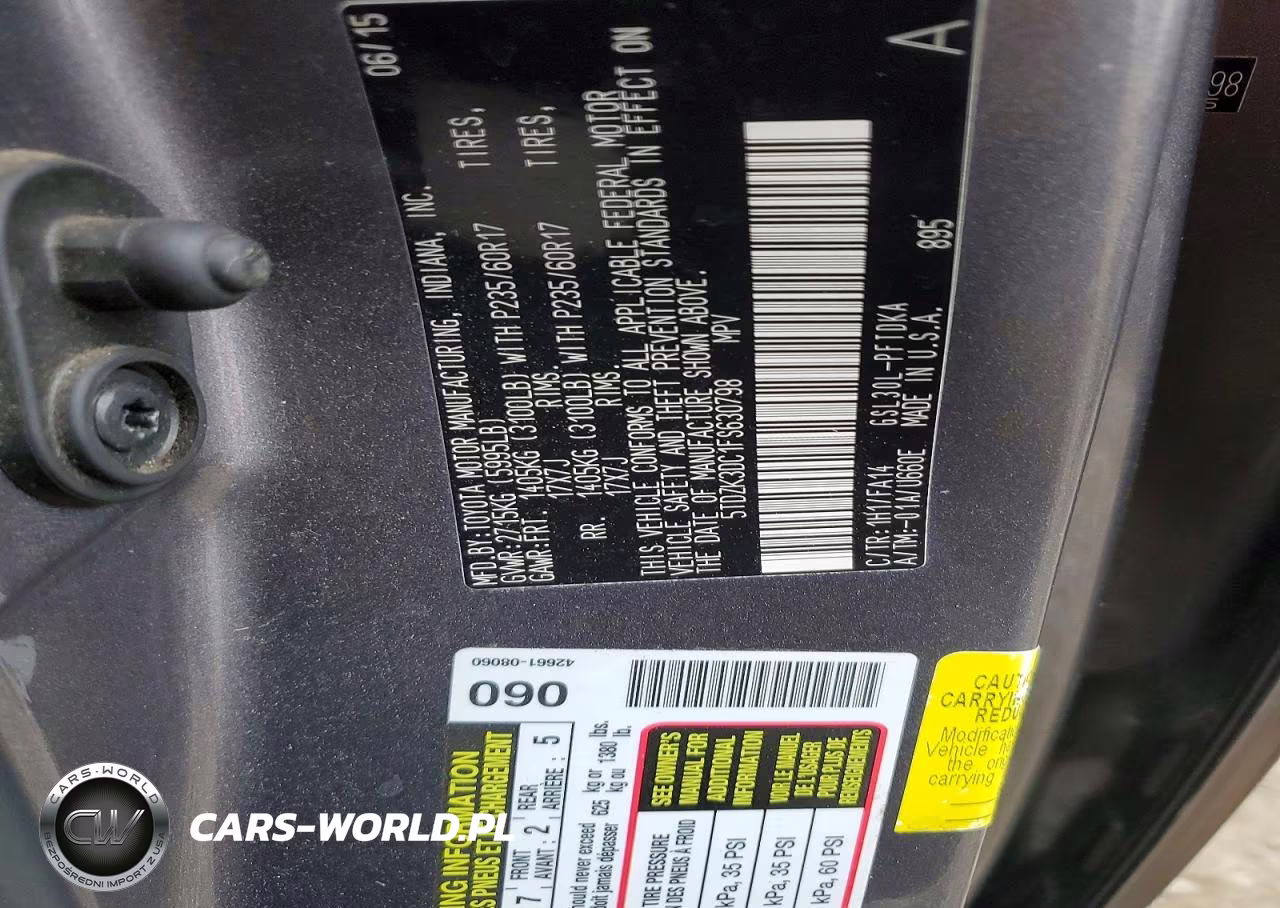 2015 Toyota Sienna L 7-Passenger VIN:5TDZK3DC1FS630798 - 13