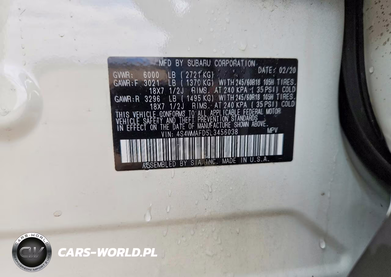 2020 Subaru Ascent Premium VIN:4S4WMAFD5L3456038 - 13