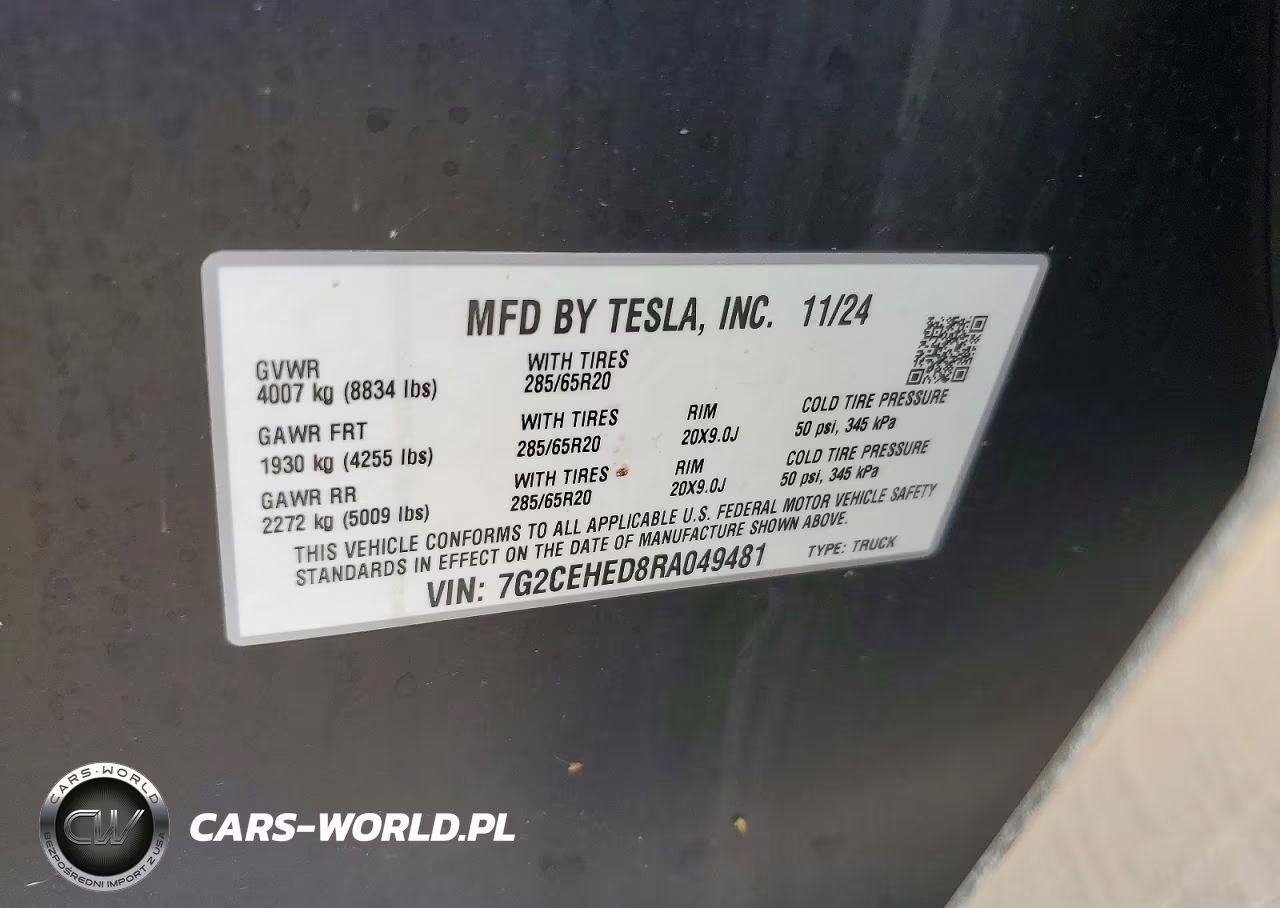 2024 Tesla Cybertruck All-Wheel Drive VIN:7G2CEHED8RA049481 - 12